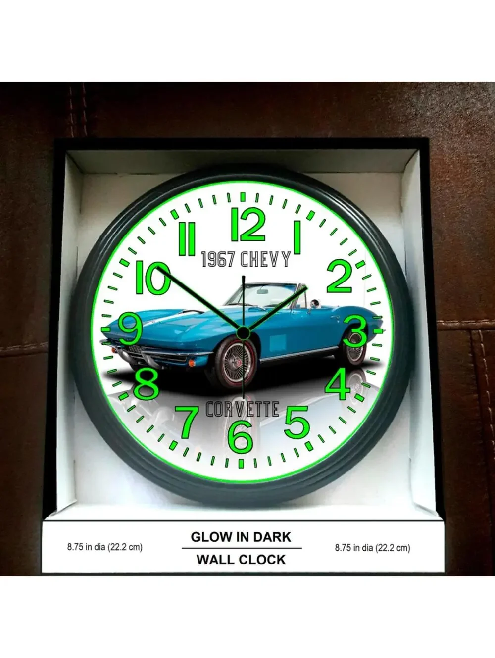 1967 Chevy Chevrolet Corvette Glow In The Dark Wall Clock New!